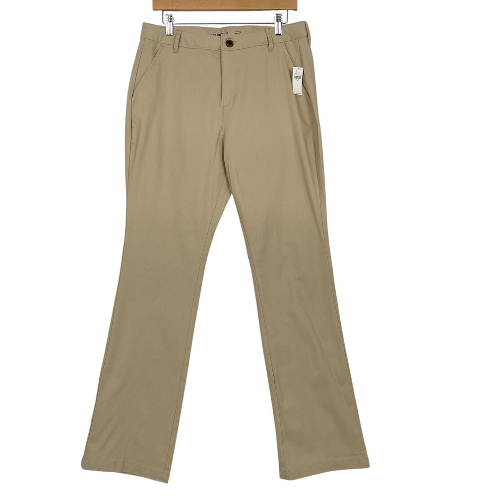 NWT Old Navy Pants‎ Womens 10 Tan High Rise Flare Adjustable Waist School Khaki